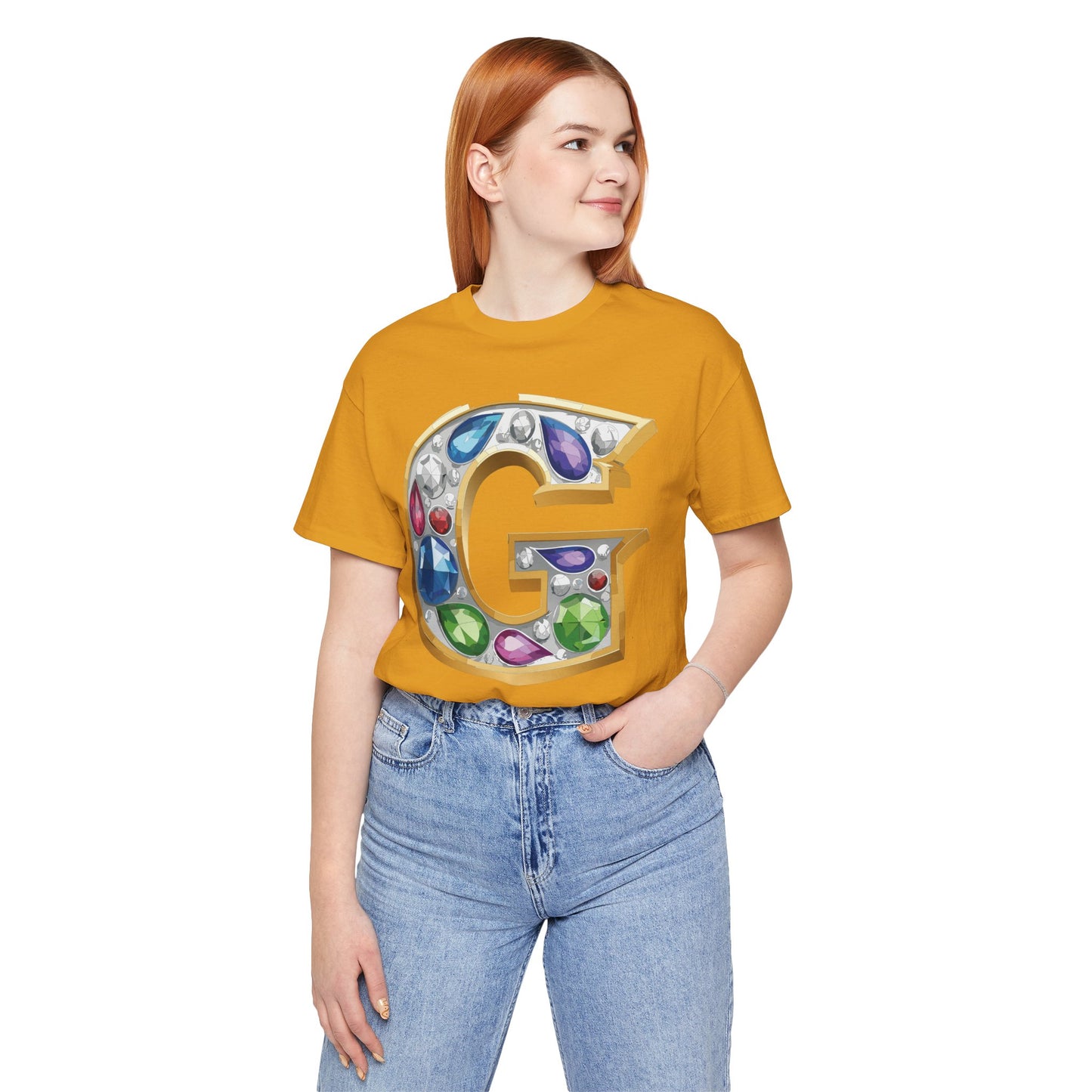Letter Shirt, Shirt with Letters, Tee Shirt with Gold Letter, Shirt with Antique Letters