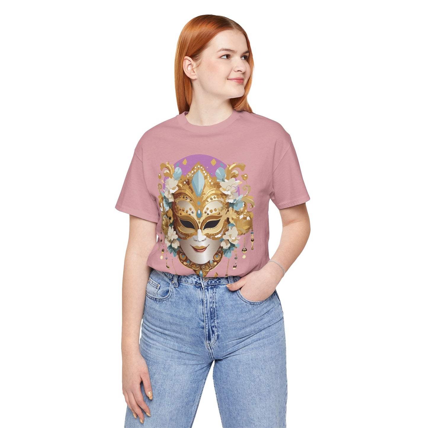 Mask Shirt, Shirt with Mask, Tee Shirt with Gold Face