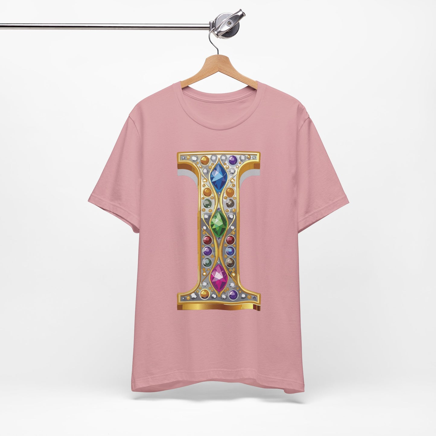 Letter Shirt, Shirt with Letters, Tee Shirt with Gold Letter, Shirt with Antique Letters
