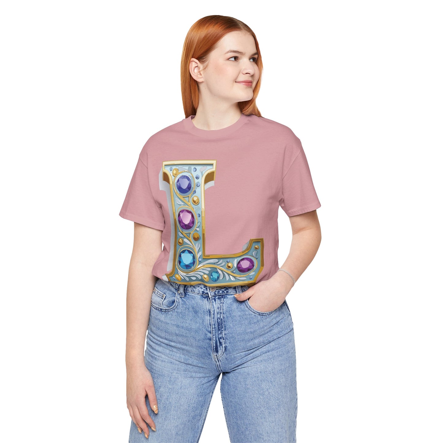 Letter Shirt, Shirt with Letters, Tee Shirt with Gold Letter, Shirt with Antique Letters