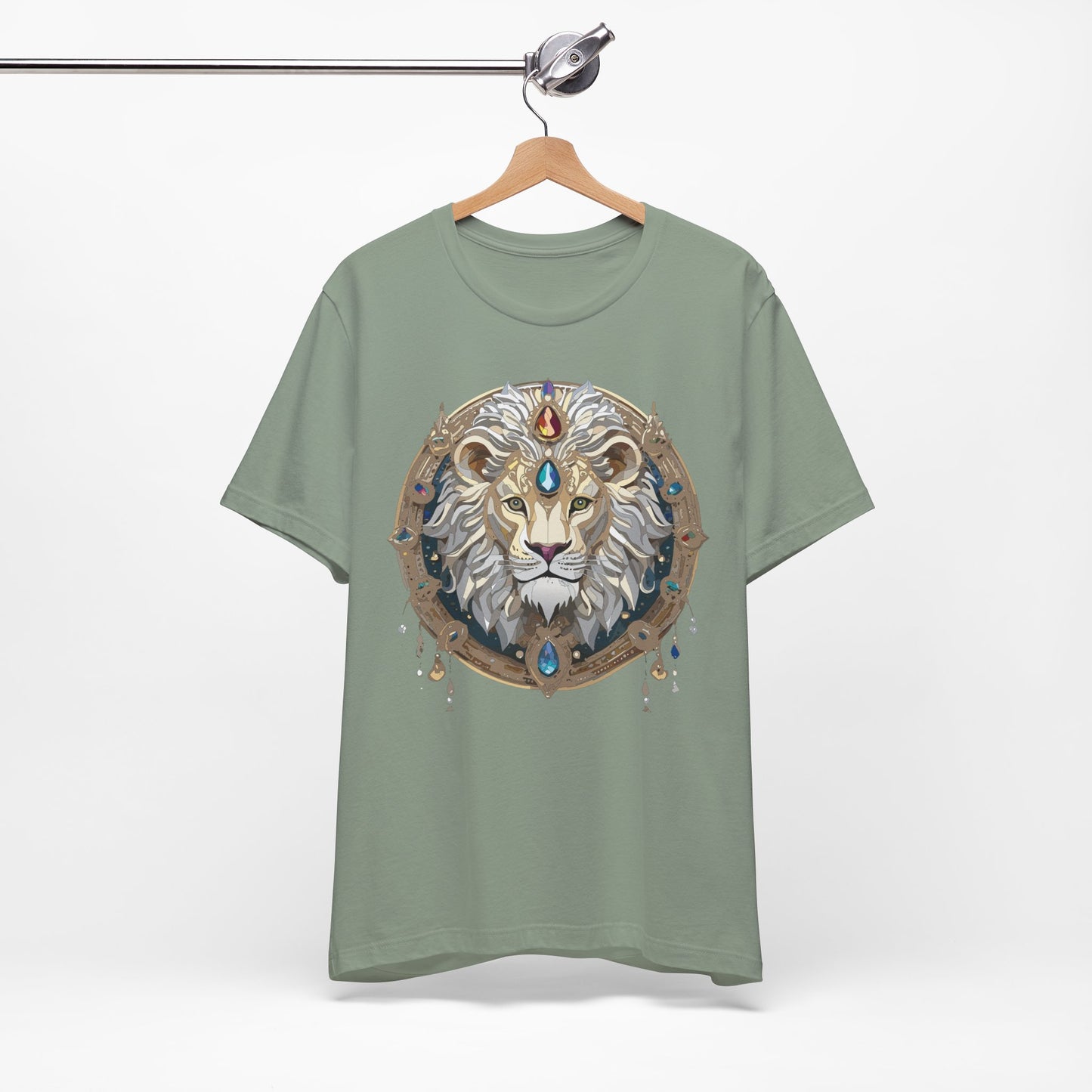 Animal Shirt, Shirt with Animal, Tee Shirt with Gold Animal Medal, Shirt with Antique Animal Medallion