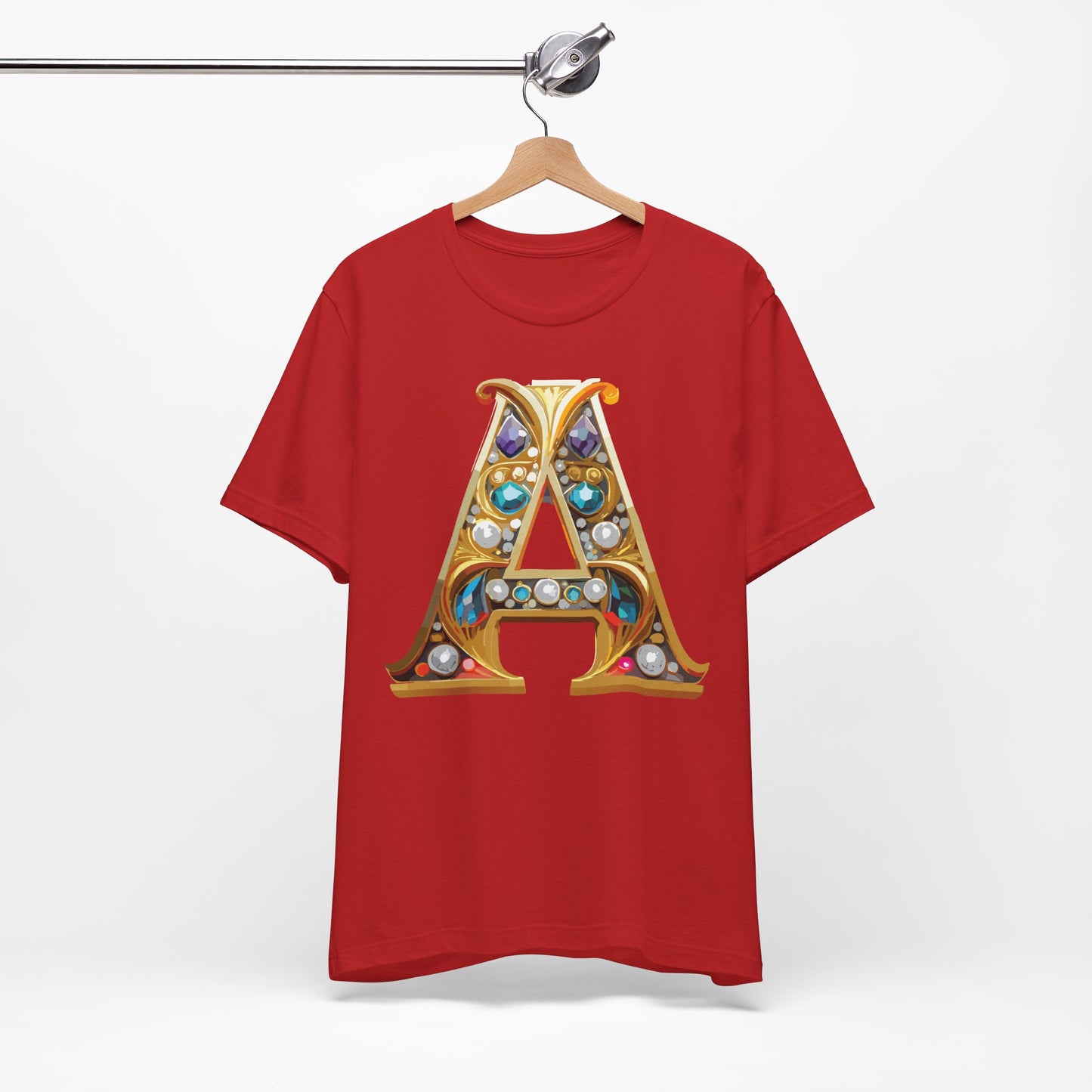 Letter Shirt, Shirt with Letters, Tee Shirt with Gold Letter, Shirt with Antique Letters