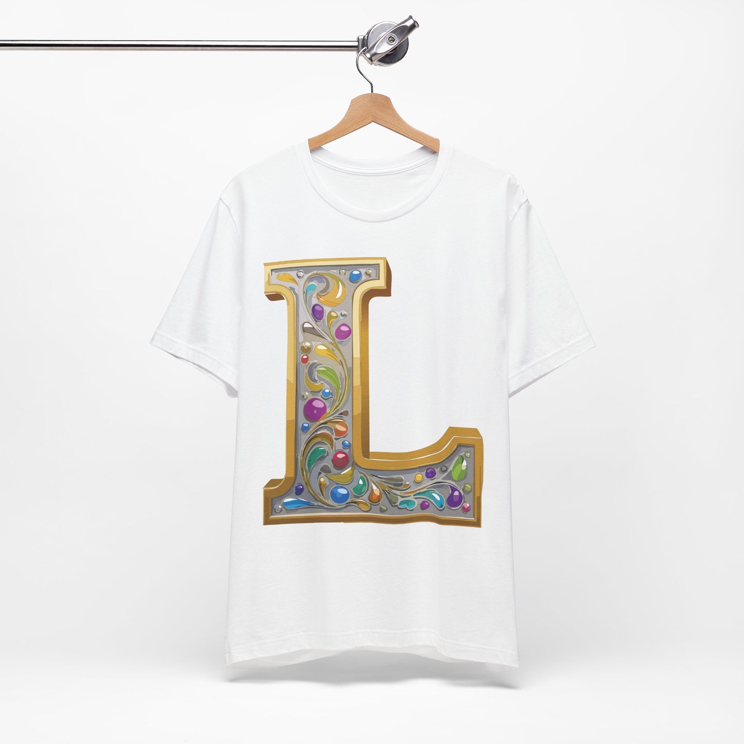 Letter Shirt, Shirt with Letters, Tee Shirt with Gold Letter, Shirt with Antique Letters