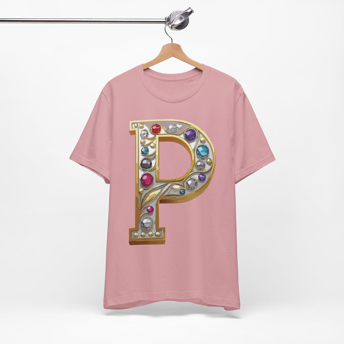 Letter Shirt, Shirt with Letters, Tee Shirt with Gold Letter, Shirt with Antique Letters