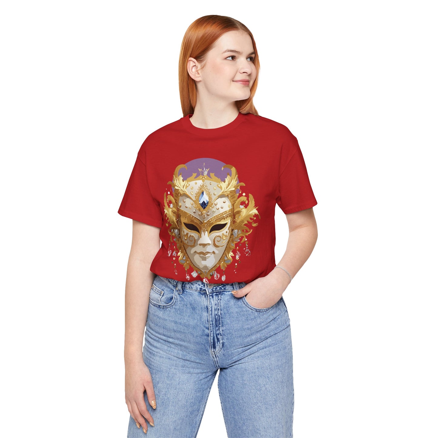 Mask Shirt, Shirt with Mask, Tee Shirt with Gold Face