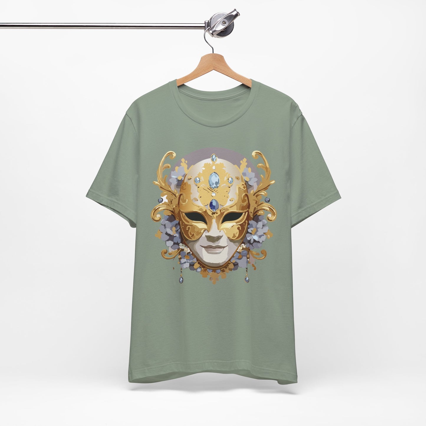 Mask Shirt, Shirt with Mask, Tee Shirt with Gold Face