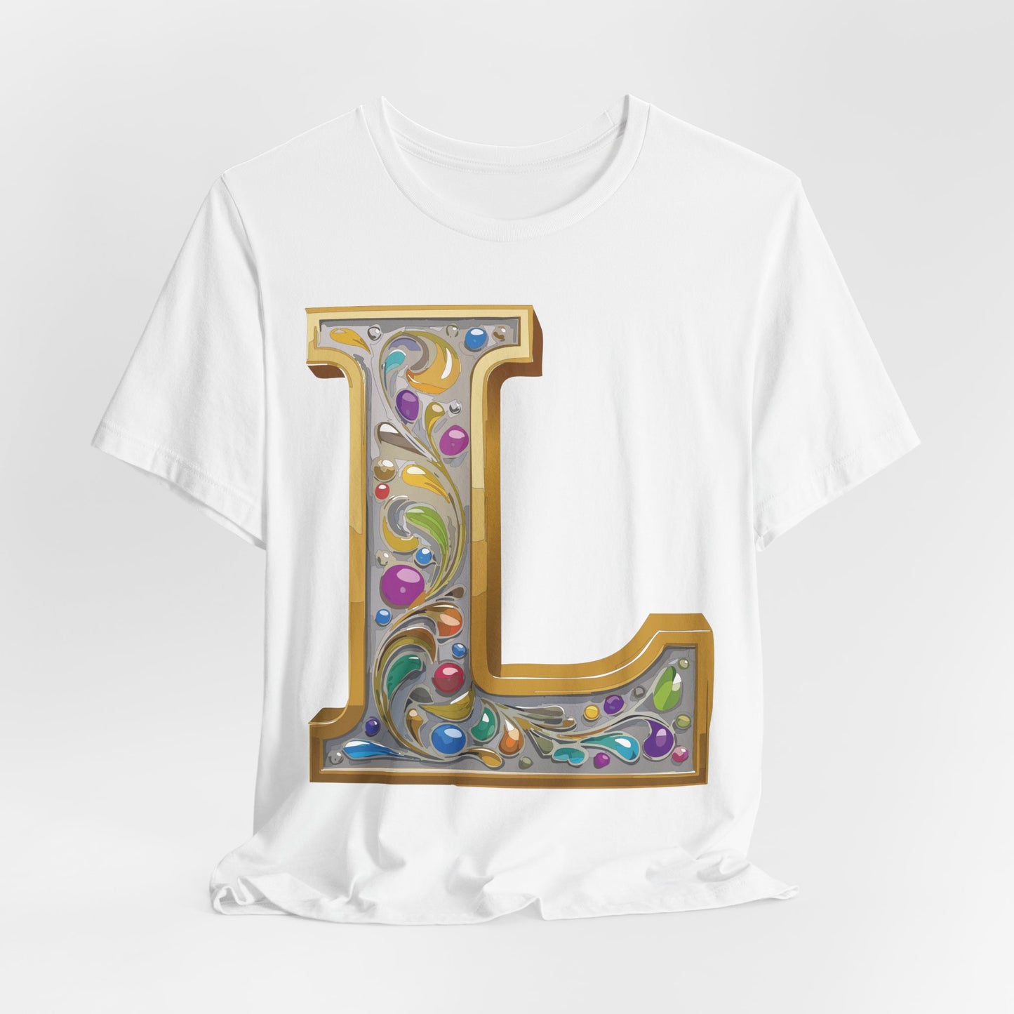 Letter Shirt, Shirt with Letters, Tee Shirt with Gold Letter, Shirt with Antique Letters