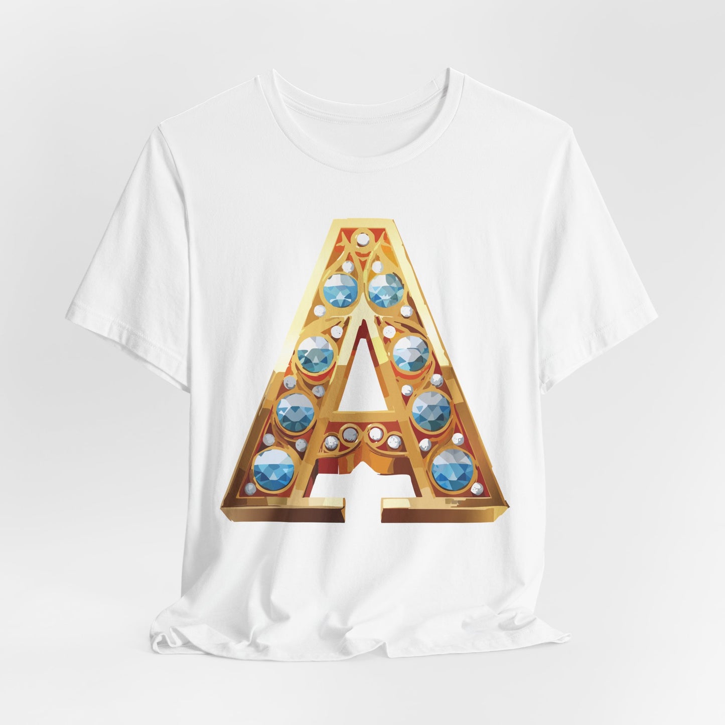 Letter Shirt, Shirt with Letters, Tee Shirt with Gold Letter, Shirt with Antique Letters