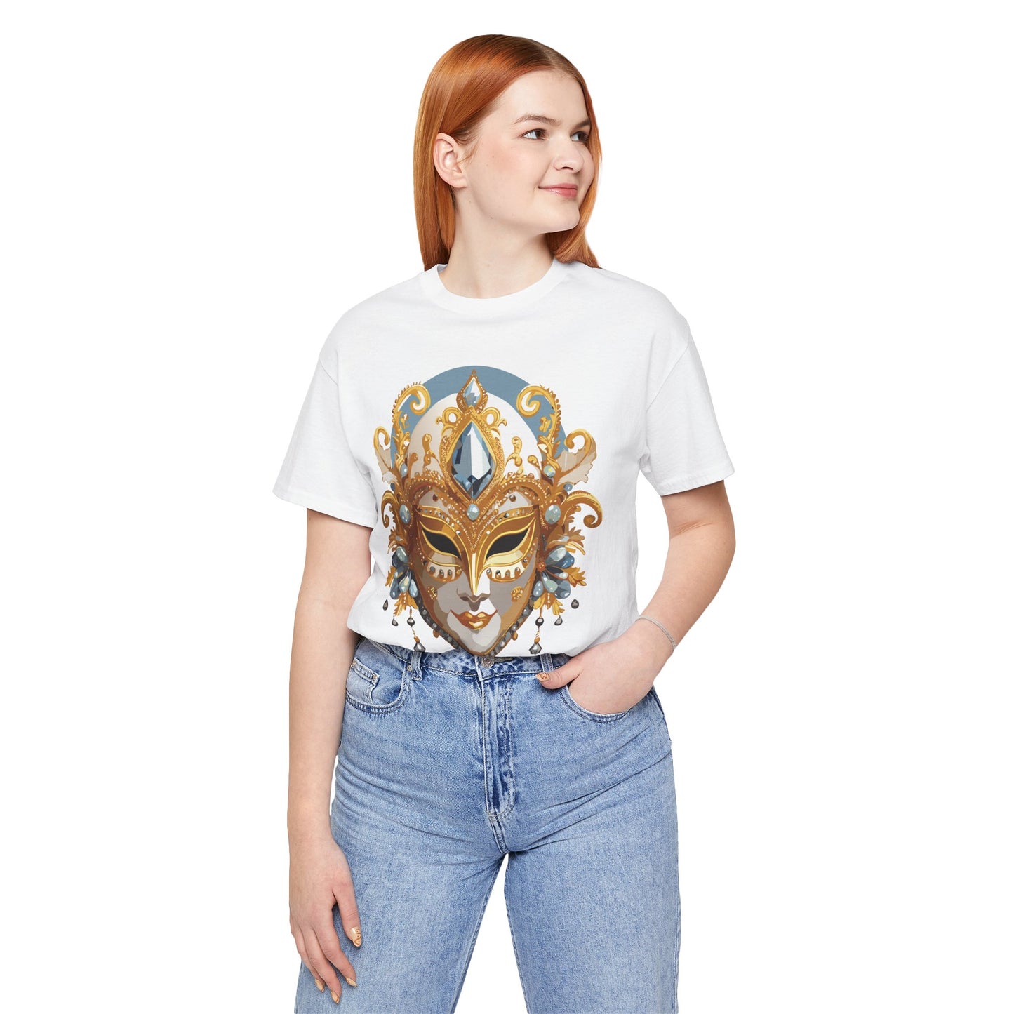 Mask Shirt, Shirt with Mask, Tee Shirt with Gold Face