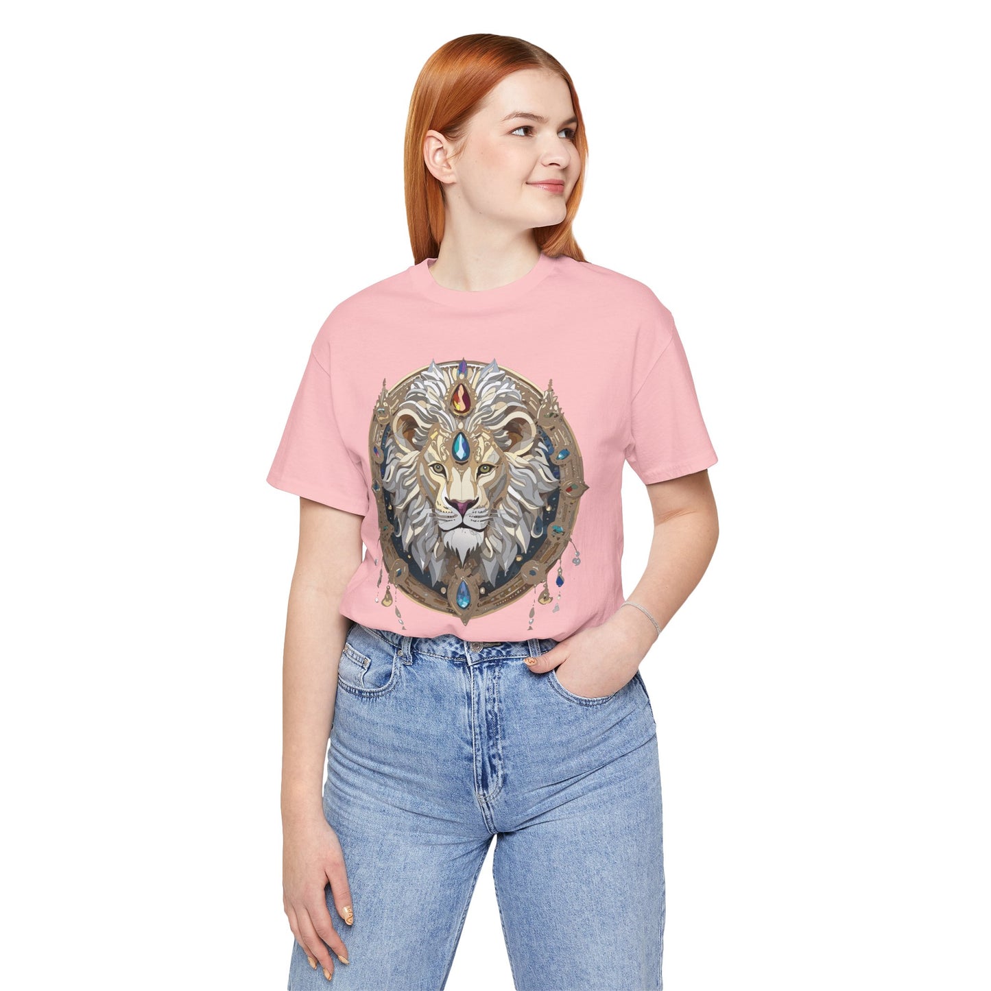 Animal Shirt, Shirt with Animal, Tee Shirt with Gold Animal Medal, Shirt with Antique Animal Medallion