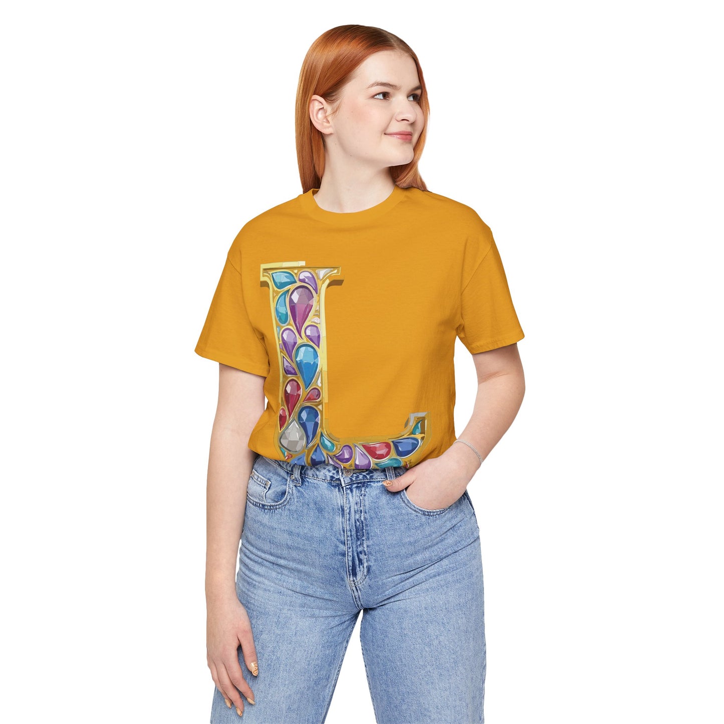 Letter Shirt, Shirt with Letters, Tee Shirt with Gold Letter, Shirt with Antique Letters
