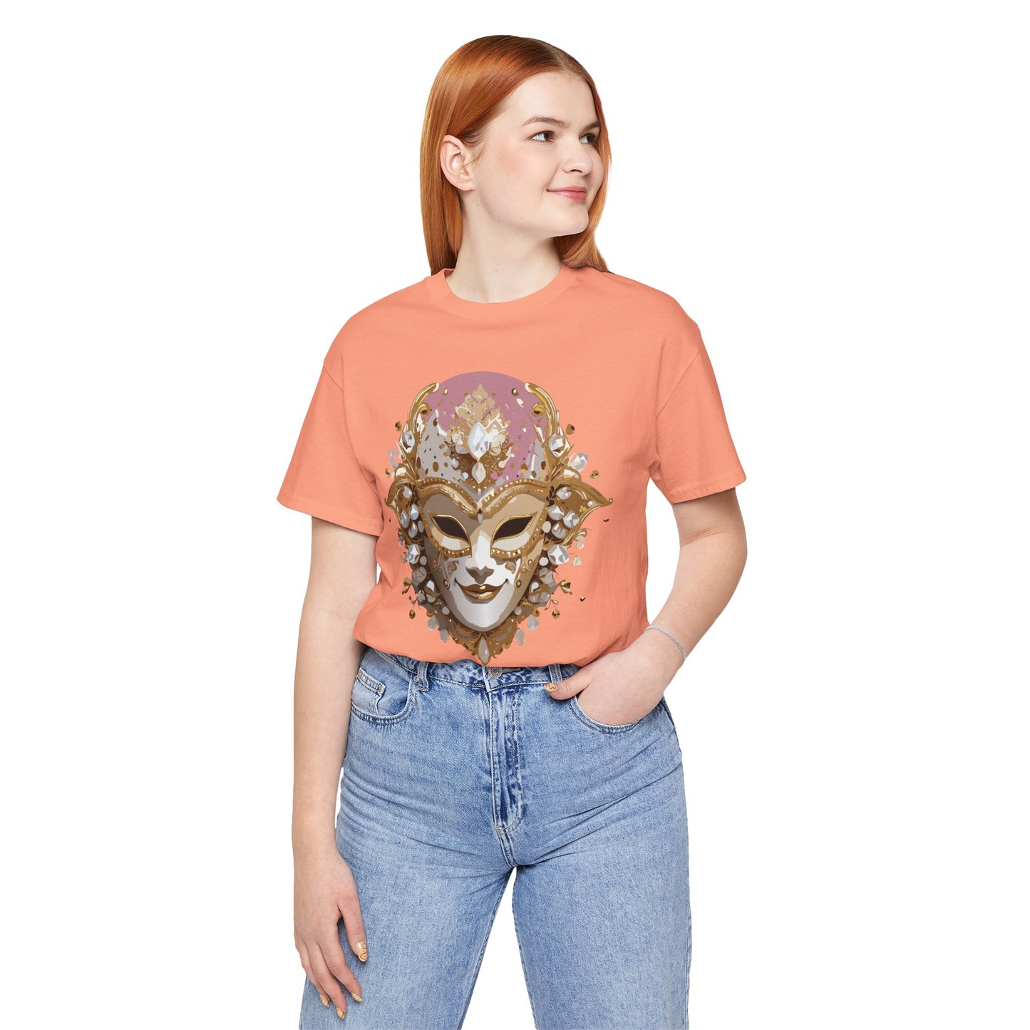 Mask Shirt, Shirt with Mask, Tee Shirt with Gold Face