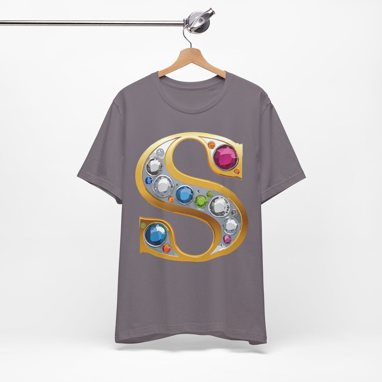 Letter Shirt, Shirt with Letters, Tee Shirt with Gold Letter, Shirt with Antique Letters