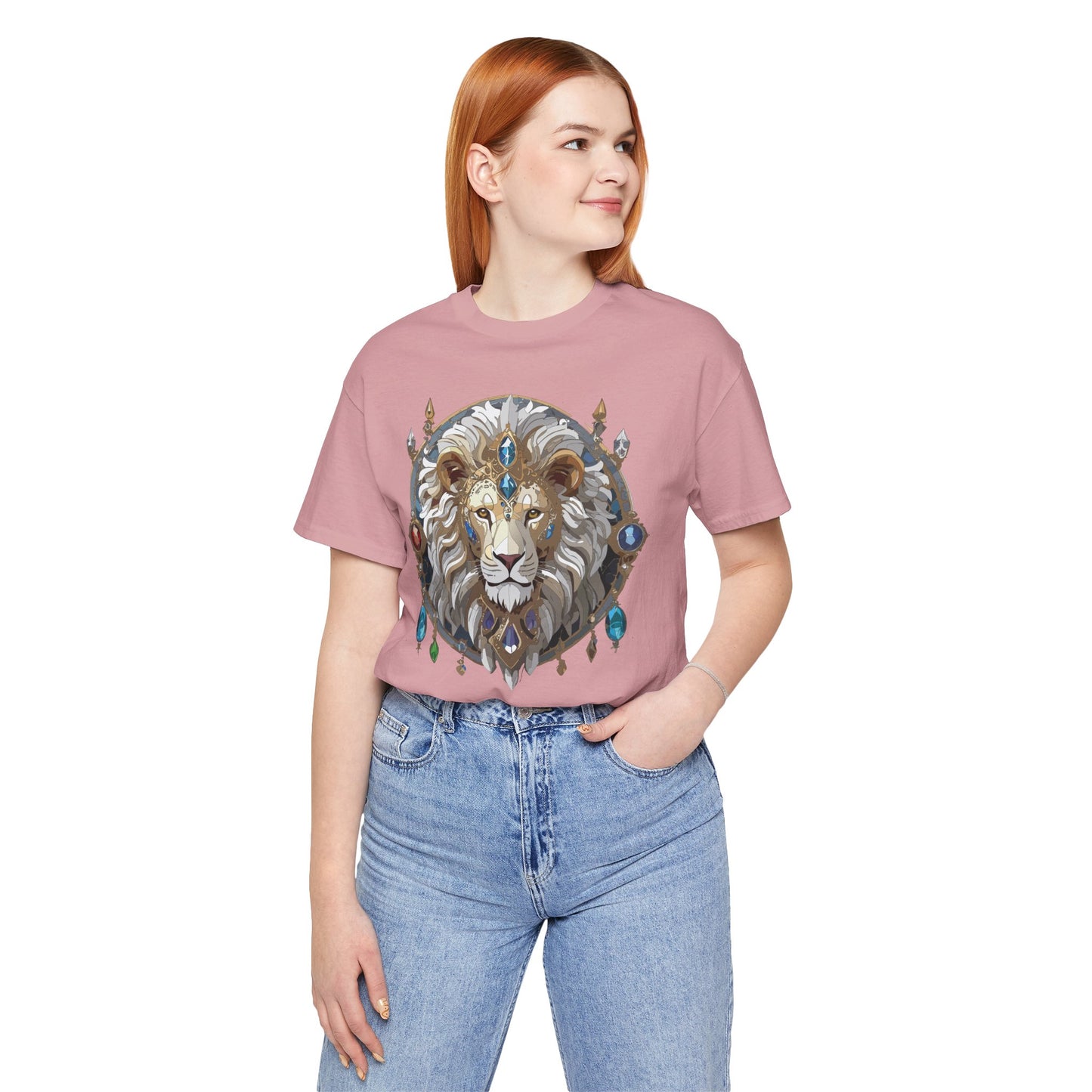Animal Shirt, Shirt with Animal, Tee Shirt with Gold Animal Medal, Shirt with Antique Animal Medallion
