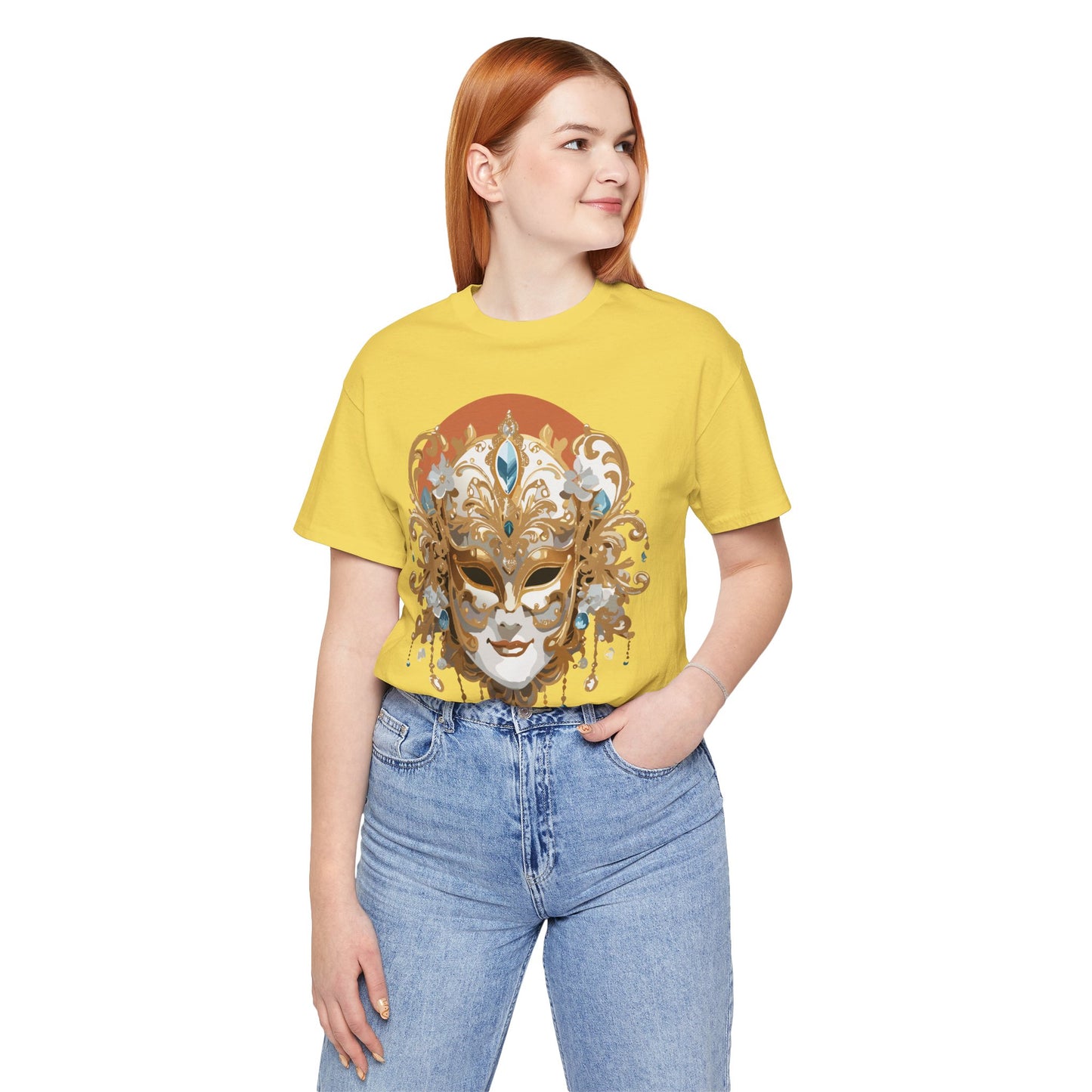 Mask Shirt, Shirt with Mask, Tee Shirt with Gold Face