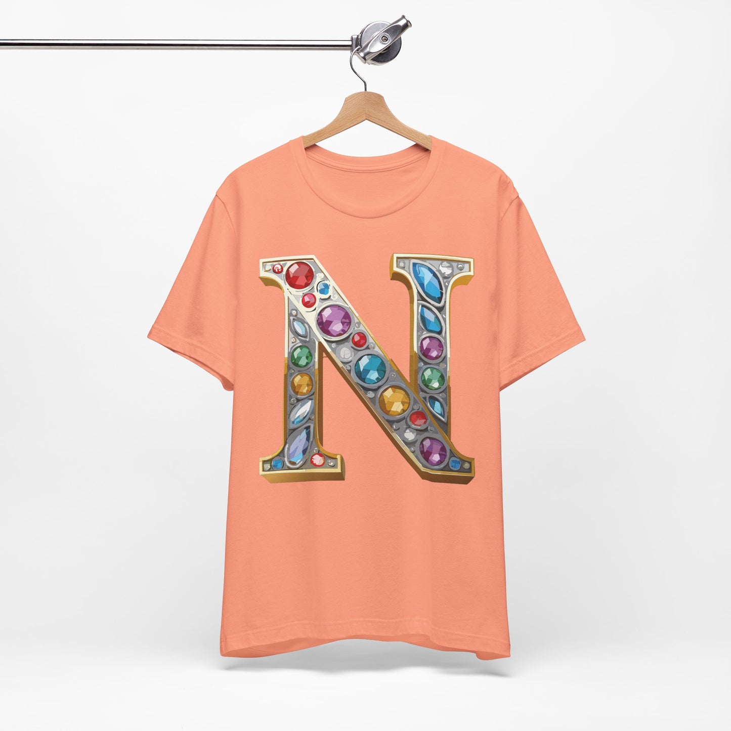 Letter Shirt, Shirt with Letters, Tee Shirt with Gold Letter, Shirt with Antique Letters