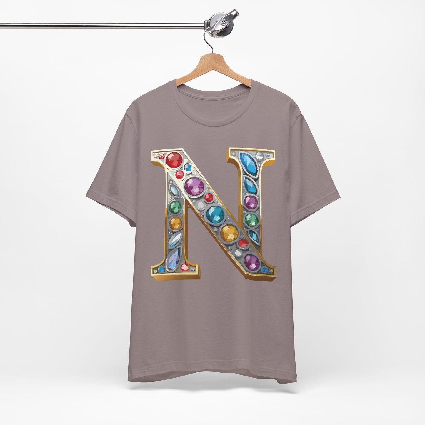 Letter Shirt, Shirt with Letters, Tee Shirt with Gold Letter, Shirt with Antique Letters
