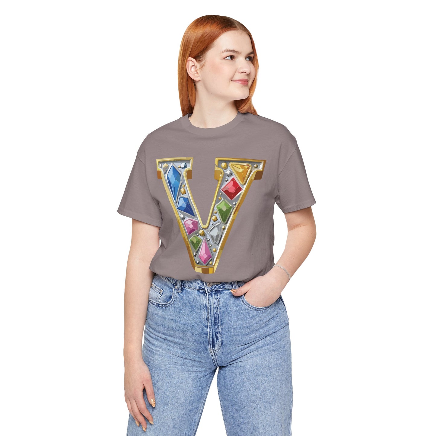Letter Shirt, Shirt with Letters, Tee Shirt with Gold Letter, Shirt with Antique Letters