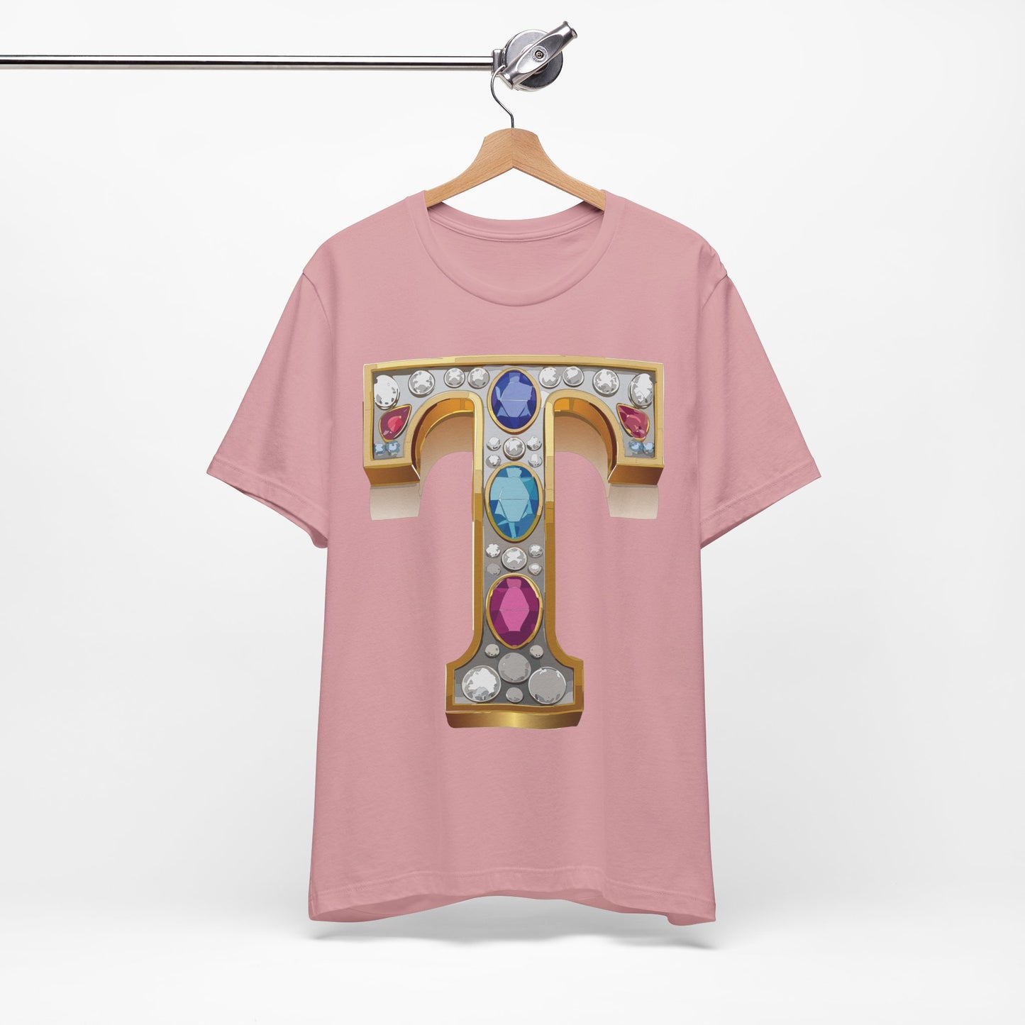 Letter Shirt, Shirt with Letters, Tee Shirt with Gold Letter, Shirt with Antique Letters