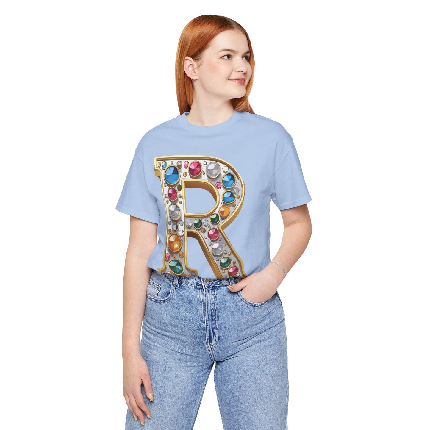 Letter Shirt, Shirt with Letters, Tee Shirt with Gold Letter, Shirt with Antique Letters