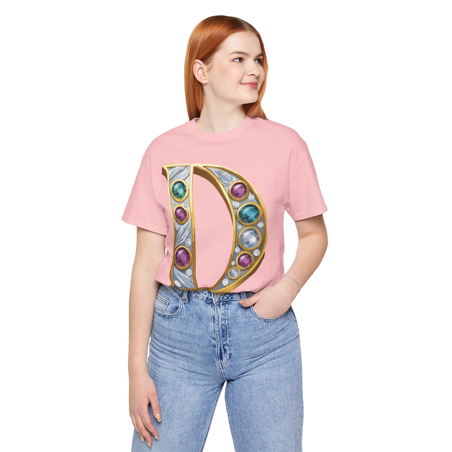Letter Shirt, Shirt with Letters, Tee Shirt with Gold Letter, Shirt with Antique Letters