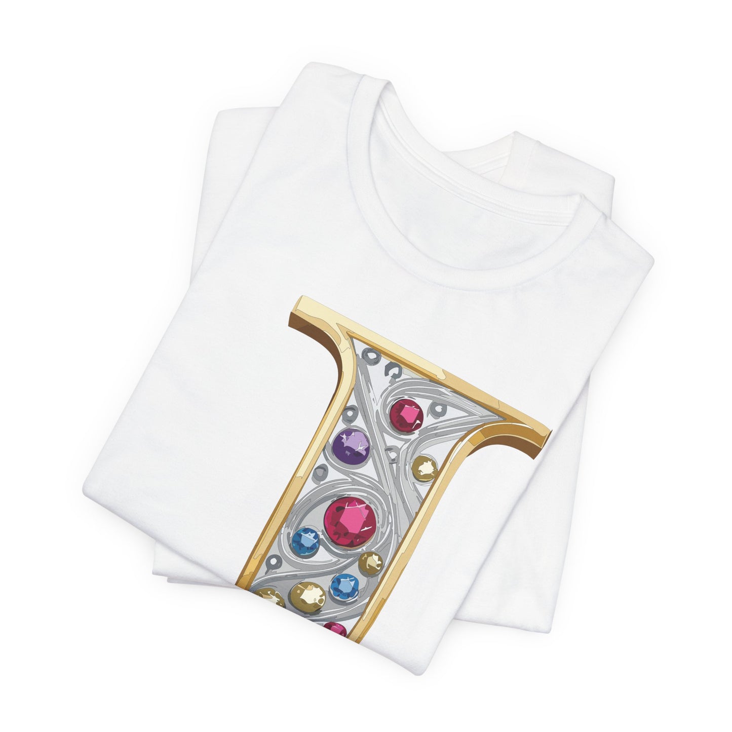 Letter Shirt, Shirt with Letters, Tee Shirt with Gold Letter, Shirt with Antique Letters