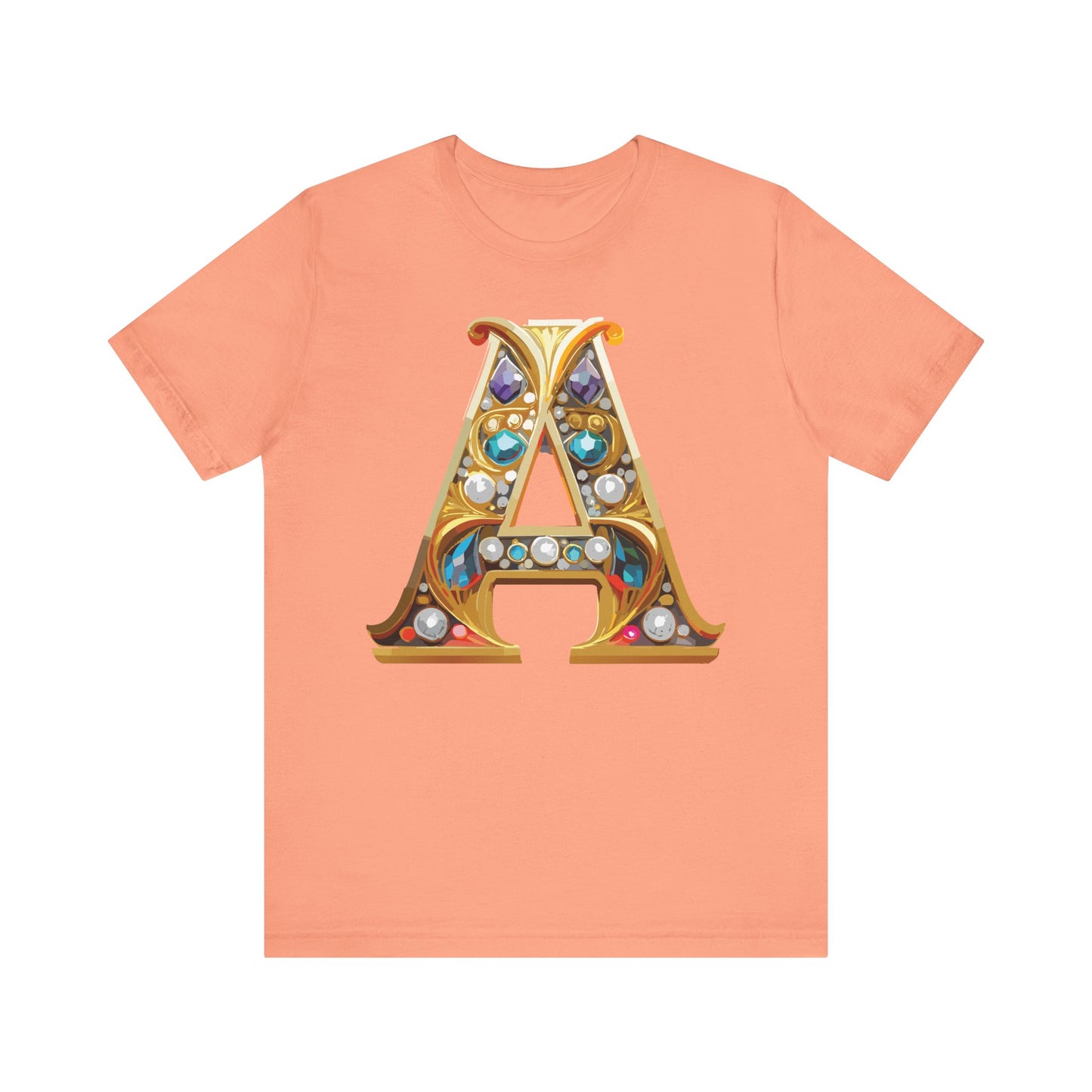 Letter Shirt, Shirt with Letters, Tee Shirt with Gold Letter, Shirt with Antique Letters