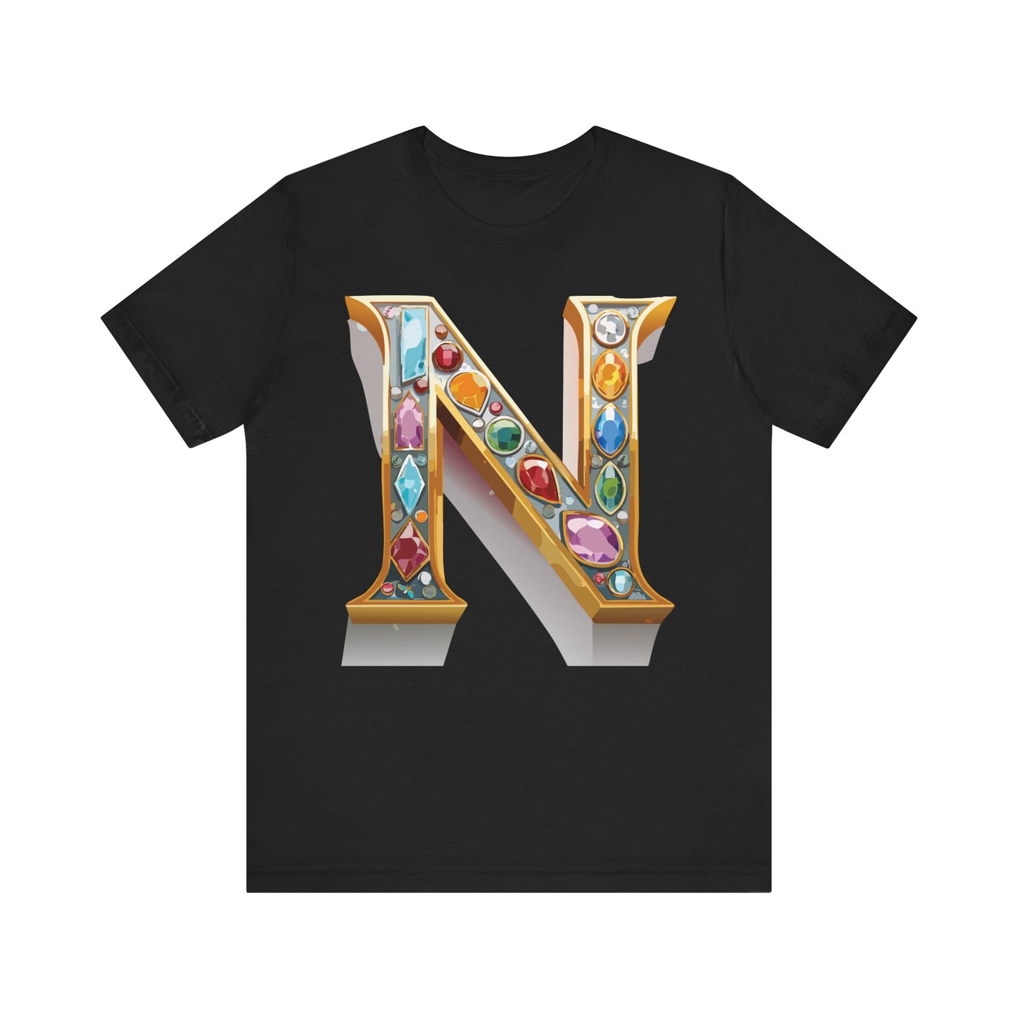 Letter Shirt, Shirt with Letters, Tee Shirt with Gold Letter, Shirt with Antique Letters