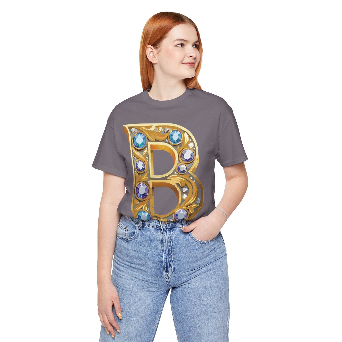 Letter Shirt, Shirt with Letters, Tee Shirt with Gold Letter, Shirt with Antique Letters