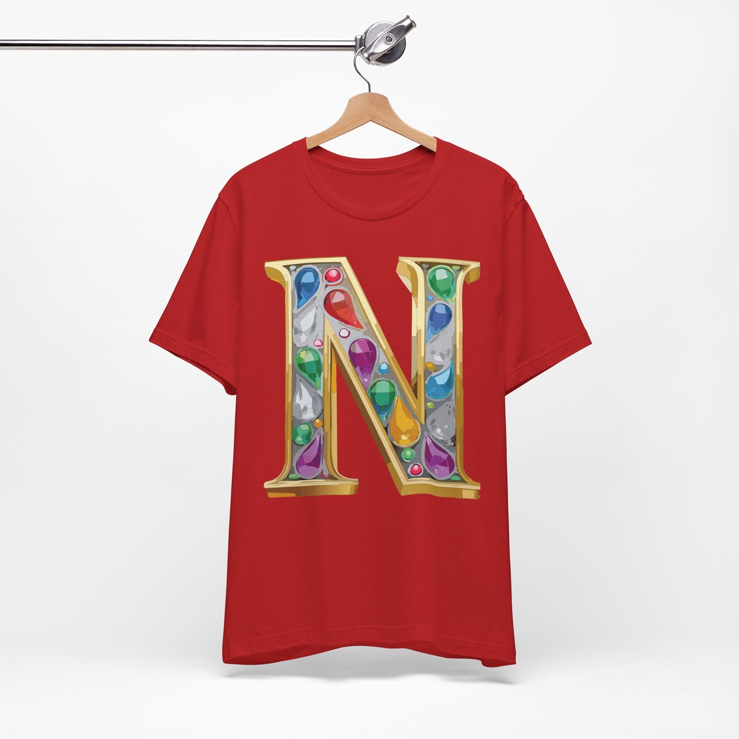 Letter Shirt, Shirt with Letters, Tee Shirt with Gold Letter, Shirt with Antique Letters