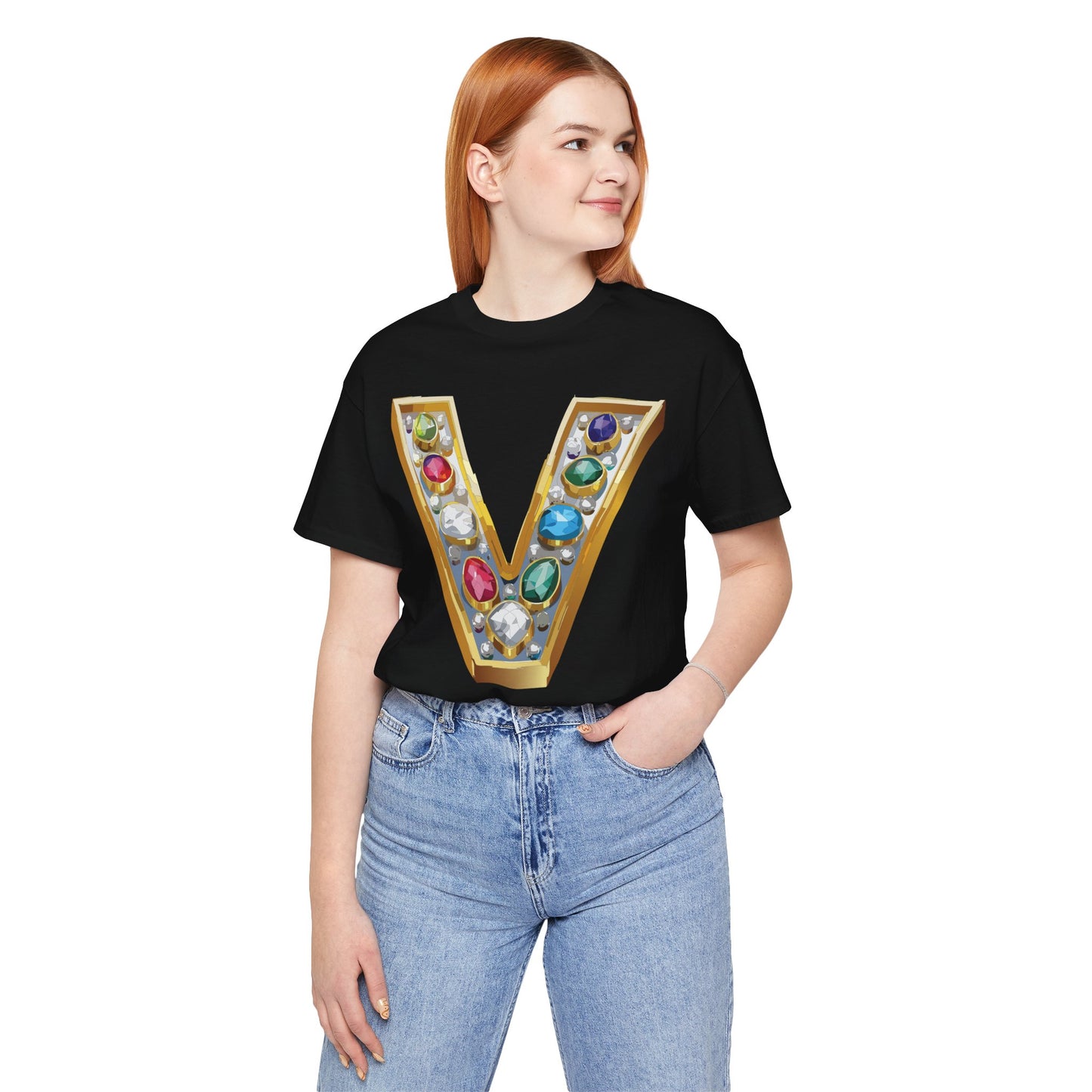 Letter Shirt, Shirt with Letters, Tee Shirt with Gold Letter, Shirt with Antique Letters