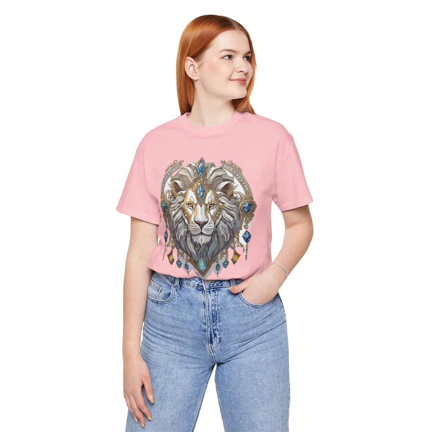 Animal Shirt, Shirt with Animal, Tee Shirt with Gold Animal Medal, Shirt with Antique Animal Medallion