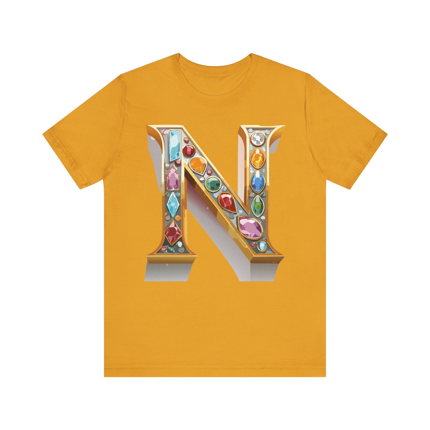Letter Shirt, Shirt with Letters, Tee Shirt with Gold Letter, Shirt with Antique Letters
