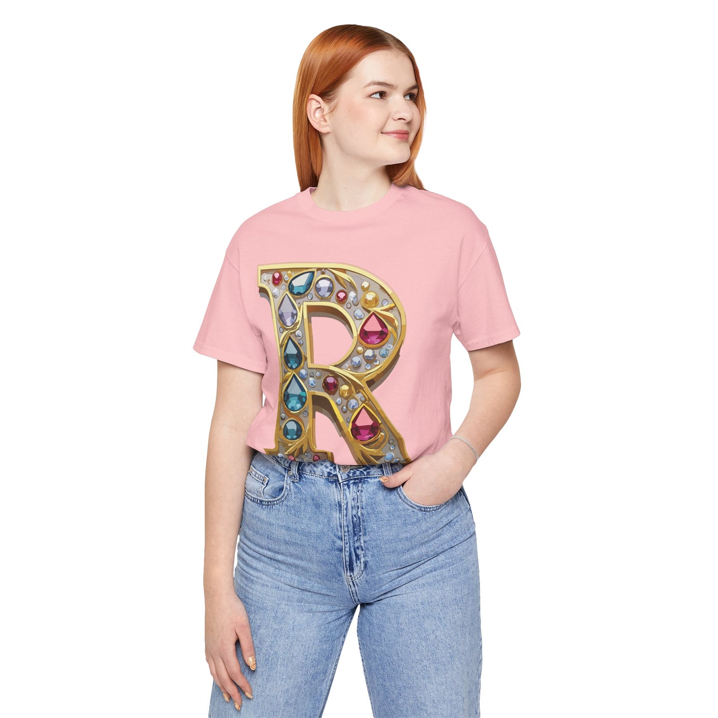 Letter Shirt, Shirt with Letters, Tee Shirt with Gold Letter, Shirt with Antique Letters