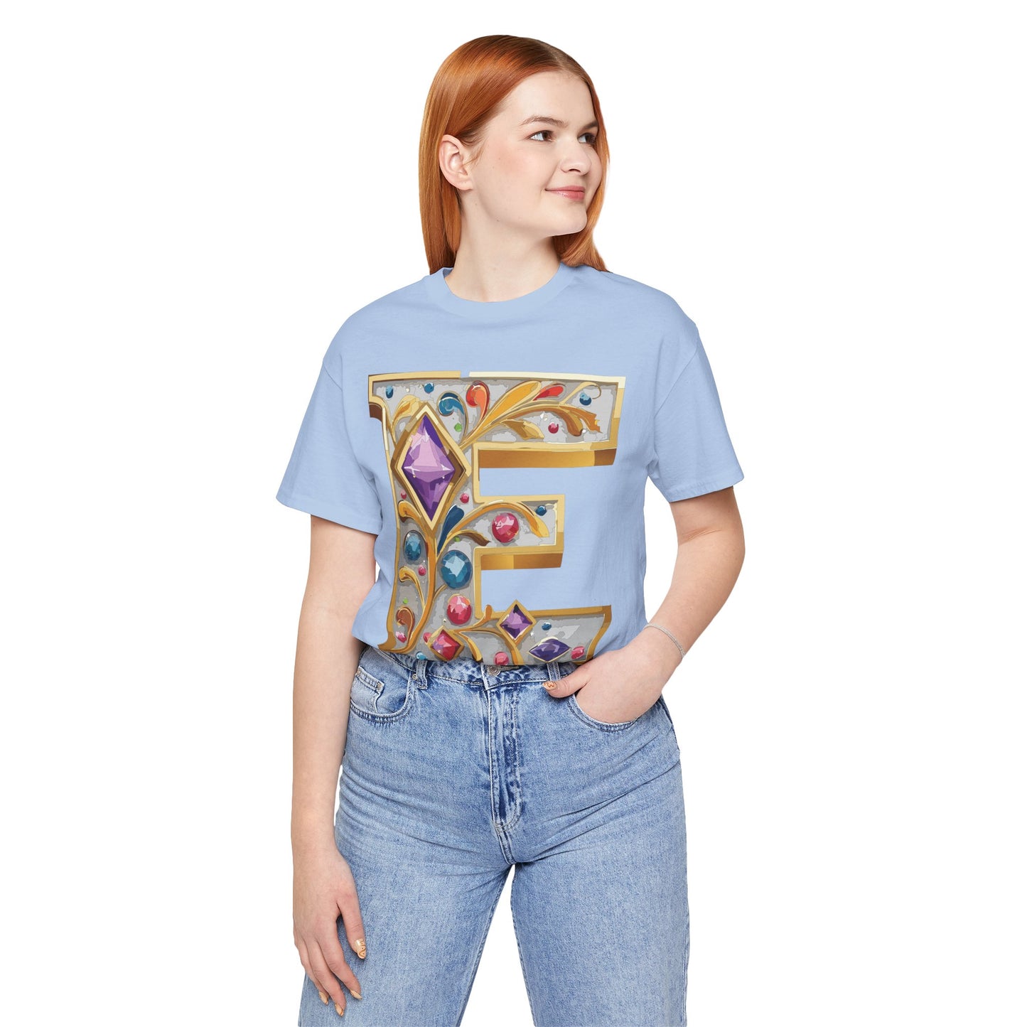 Letter Shirt, Shirt with Letters, Tee Shirt with Gold Letter, Shirt with Antique Letters