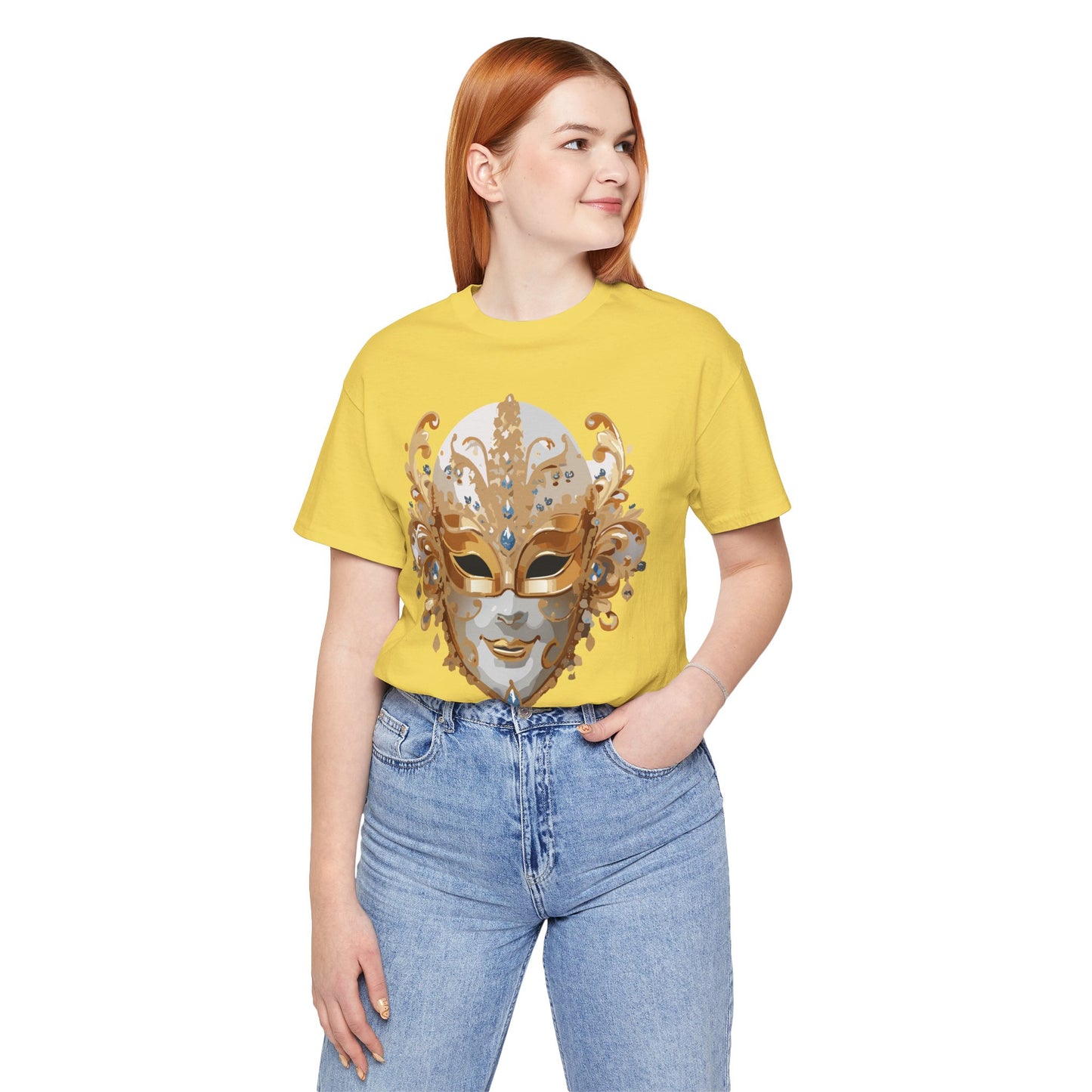 Mask Shirt, Shirt with Mask, Tee Shirt with Gold Face