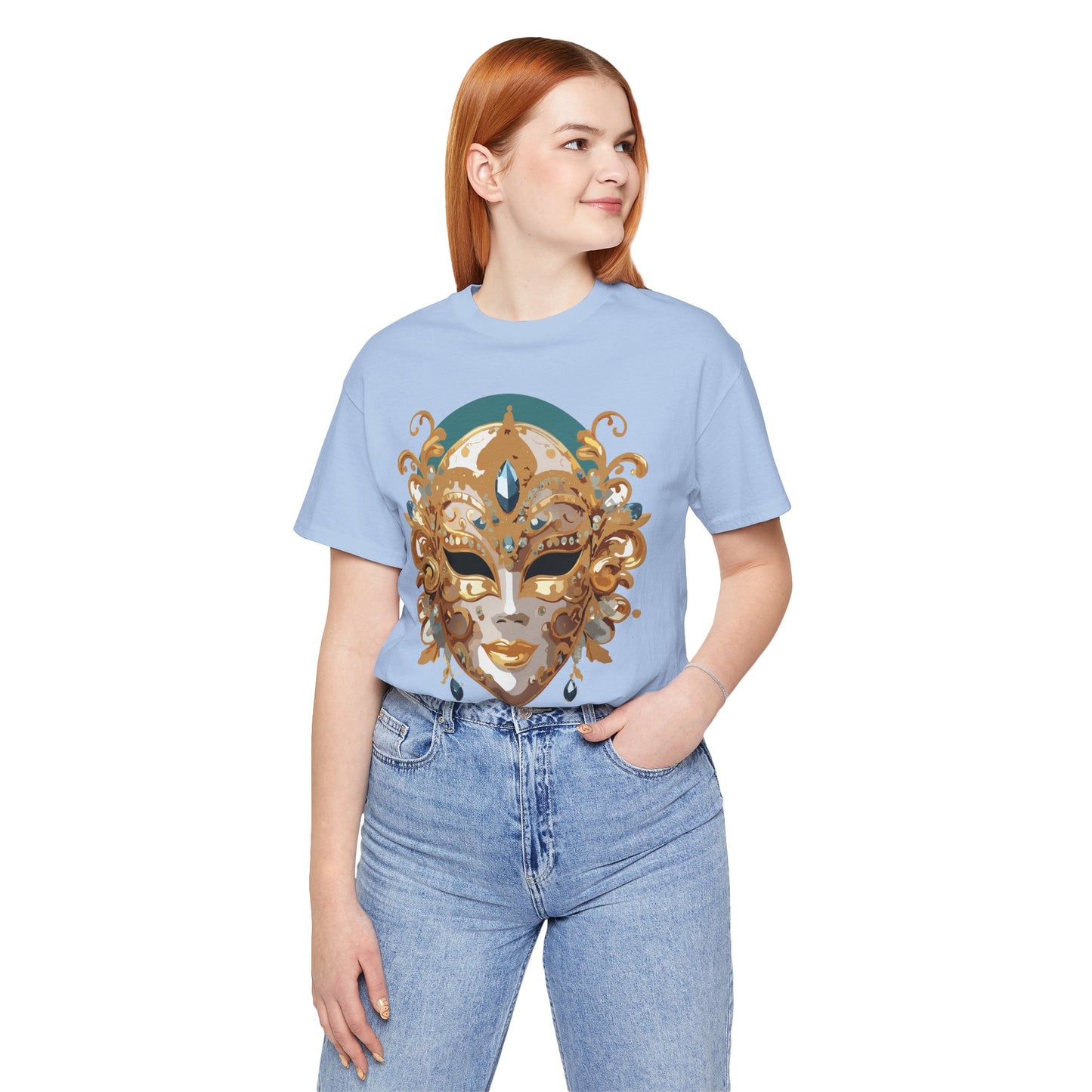 Mask Shirt, Shirt with Mask, Tee Shirt with Gold Face