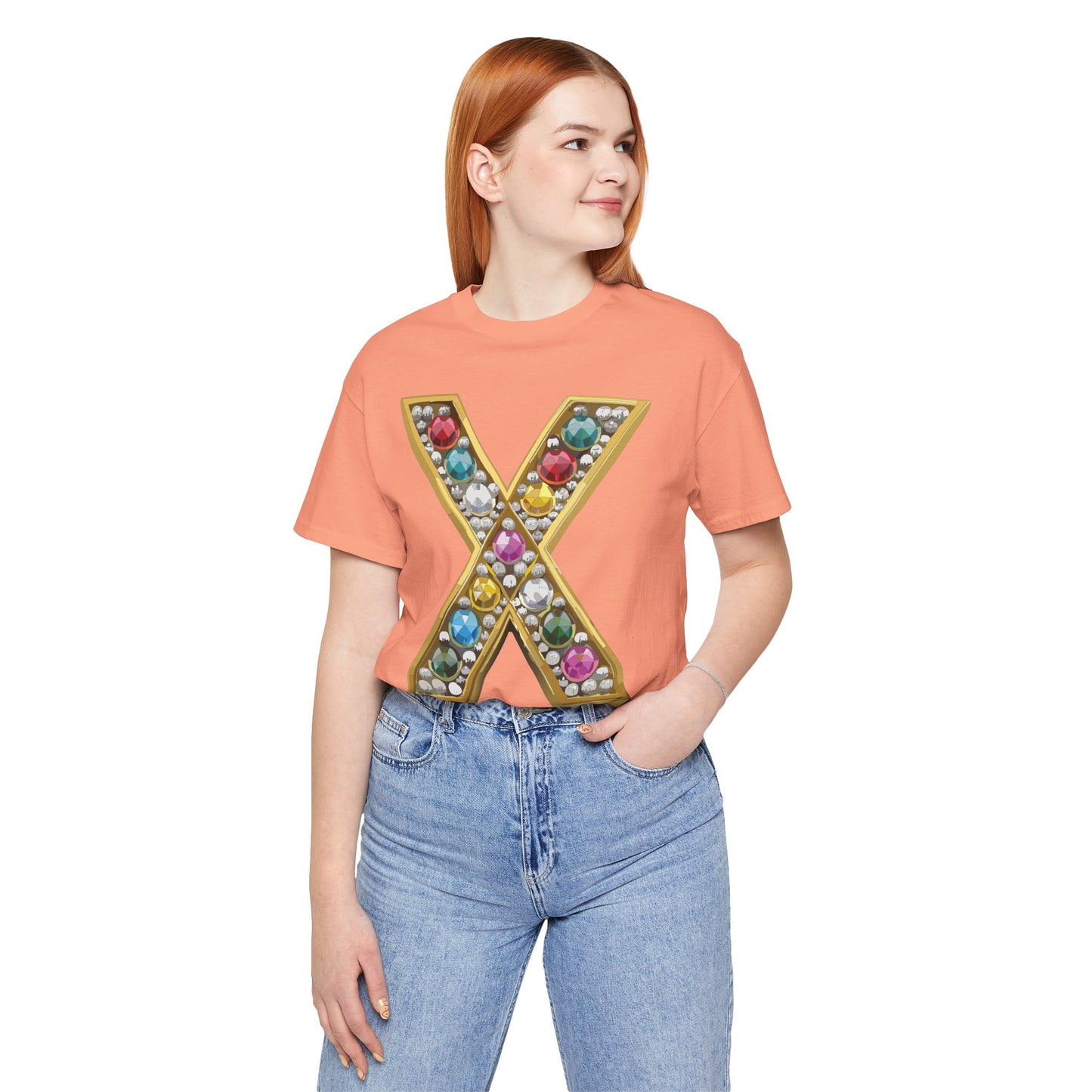Letter Shirt, Shirt with Letters, Tee Shirt with Gold Letter, Shirt with Antique Letters