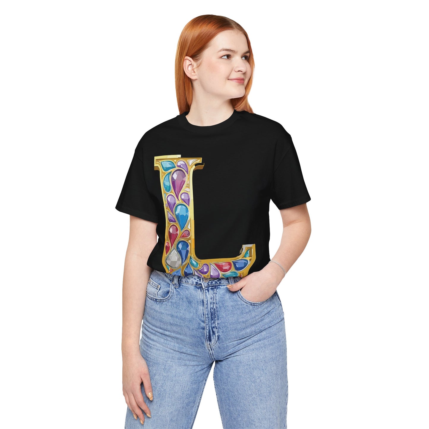 Letter Shirt, Shirt with Letters, Tee Shirt with Gold Letter, Shirt with Antique Letters