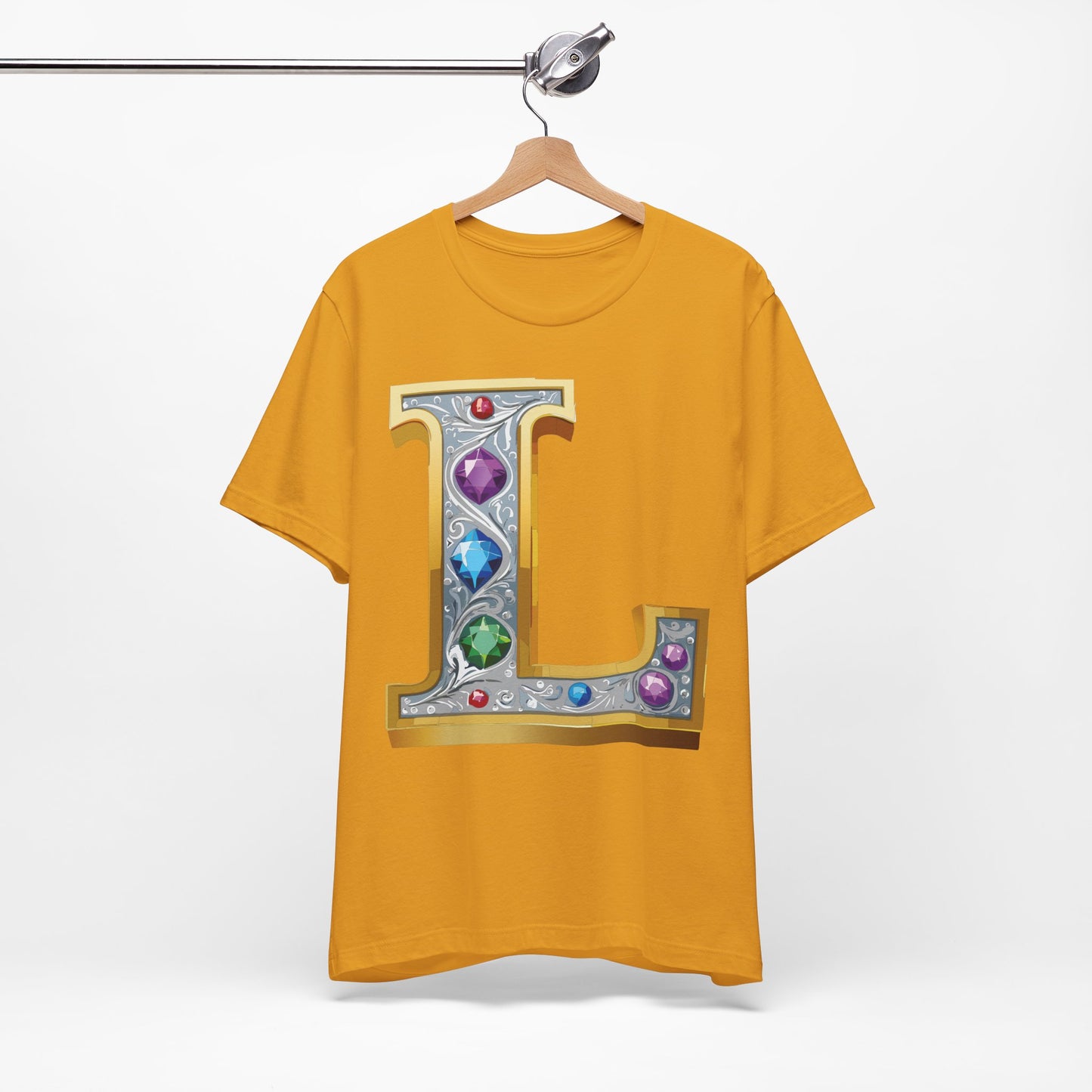 Letter Shirt, Shirt with Letters, Tee Shirt with Gold Letter, Shirt with Antique Letters