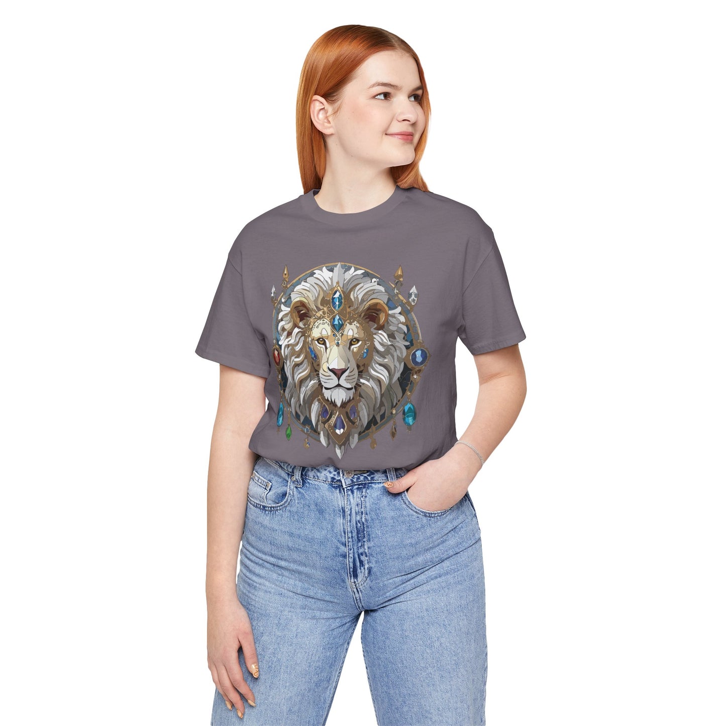 Animal Shirt, Shirt with Animal, Tee Shirt with Gold Animal Medal, Shirt with Antique Animal Medallion