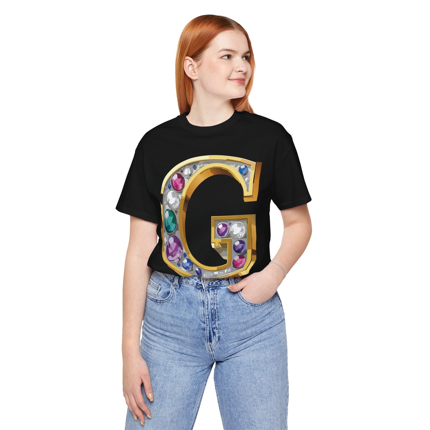 Letter Shirt, Shirt with Letters, Tee Shirt with Gold Letter, Shirt with Antique Letters