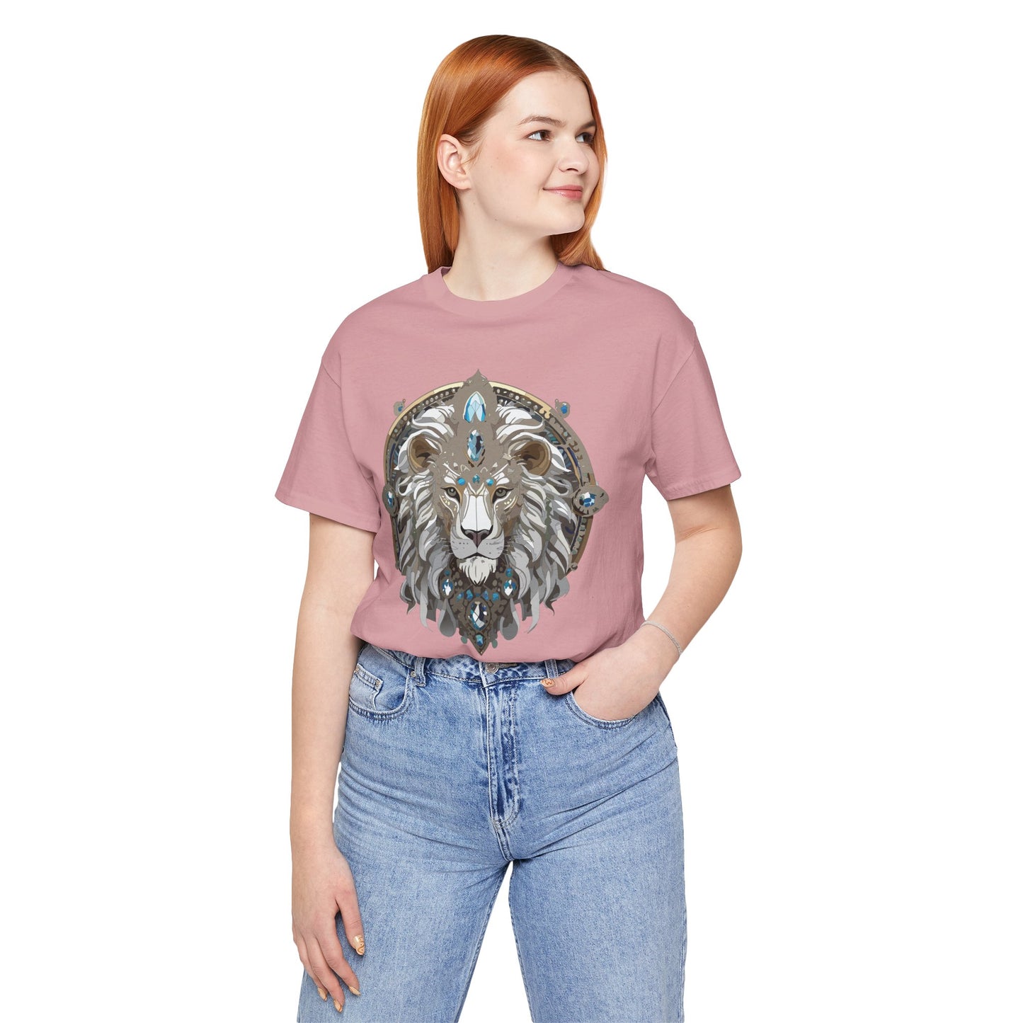 Animal Shirt, Shirt with Animal, Tee Shirt with Gold Animal Medal, Shirt with Antique Animal Medallion