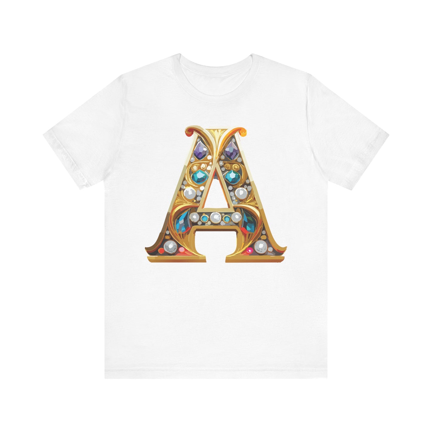 Letter Shirt, Shirt with Letters, Tee Shirt with Gold Letter, Shirt with Antique Letters