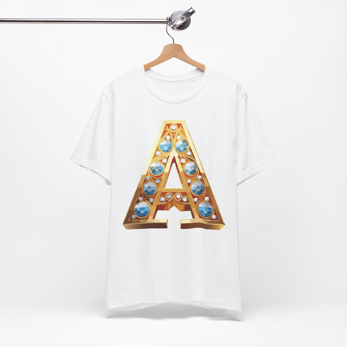 Letter Shirt, Shirt with Letters, Tee Shirt with Gold Letter, Shirt with Antique Letters
