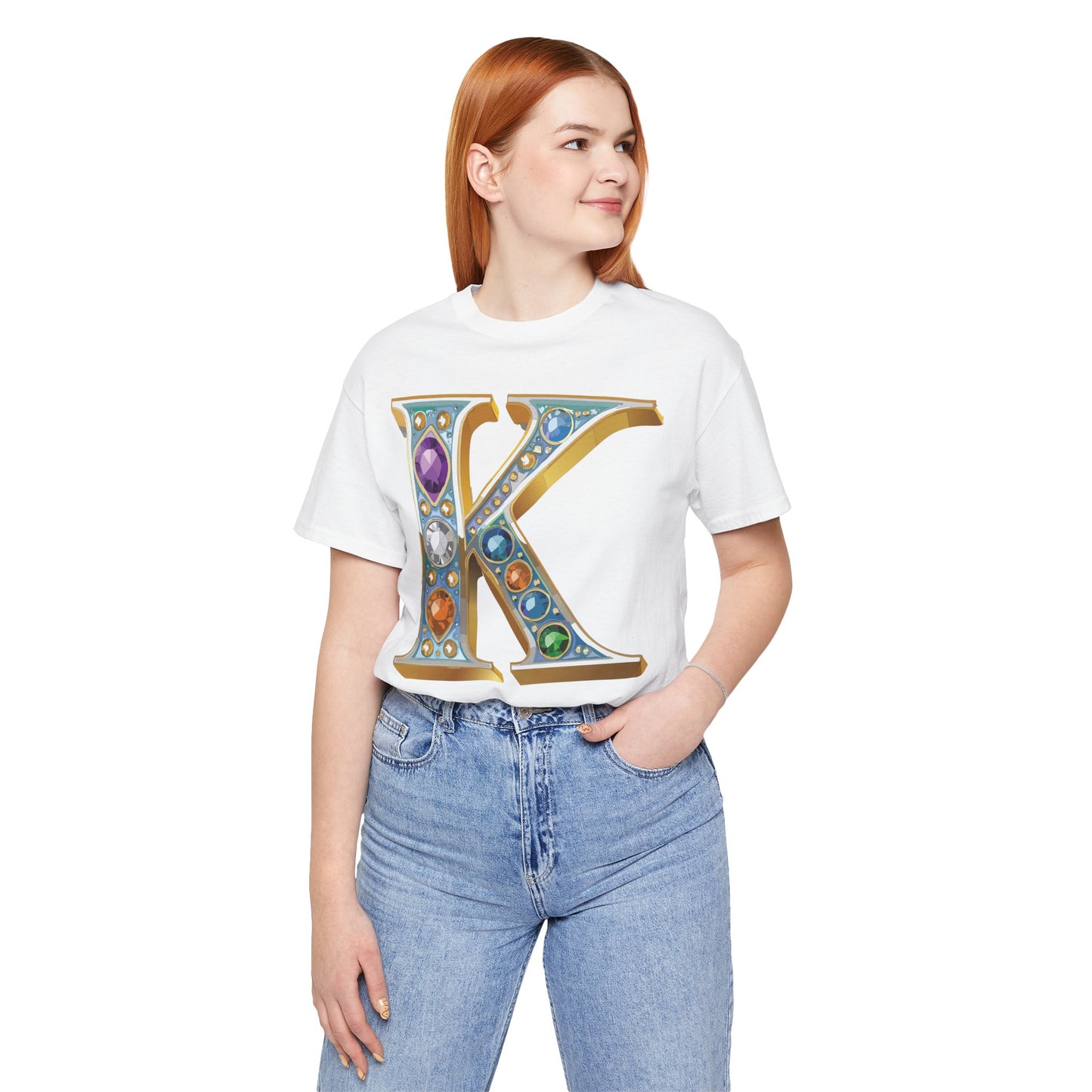 Letter Shirt, Shirt with Letters, Tee Shirt with Gold Letter, Shirt with Antique Letters