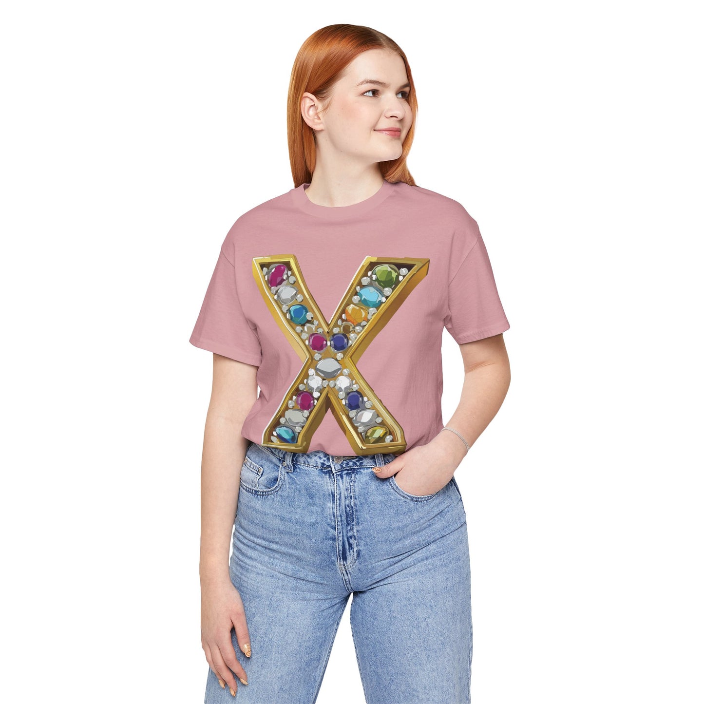 Letter Shirt, Shirt with Letters, Tee Shirt with Gold Letter, Shirt with Antique Letters