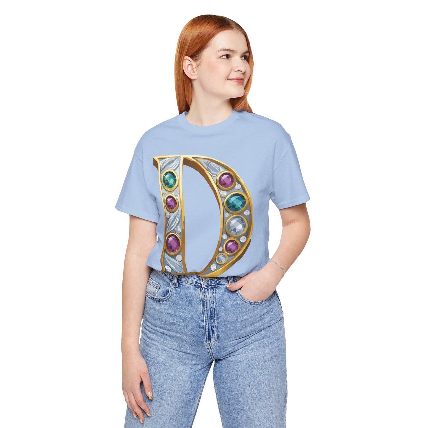Letter Shirt, Shirt with Letters, Tee Shirt with Gold Letter, Shirt with Antique Letters