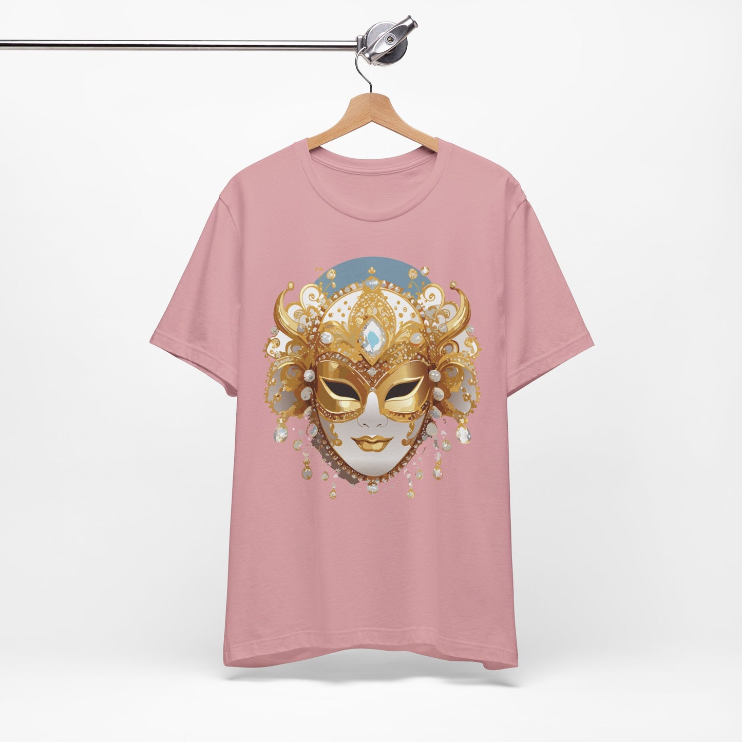 Mask Shirt, Shirt with Mask, Tee Shirt with Gold Face