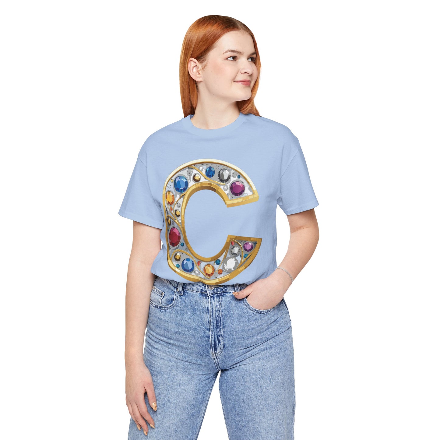 Letter Shirt, Shirt with Letters, Tee Shirt with Gold Letter, Shirt with Antique Letters